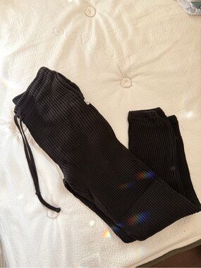 Men’s Mate the Label Organic Cotton Black Waffle Knit Jogger Sweat Pants Tall Sm